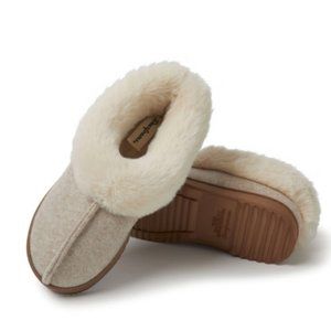 Dearfoams Chloe Soft Knit Clog Slippers Beige ~For both Indoor & Outdoor MSRP$59